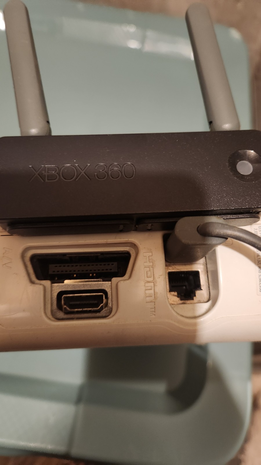 Untested Xbox 360 with Wi-Fi antenna and 60 GB hard drive For Parts Only