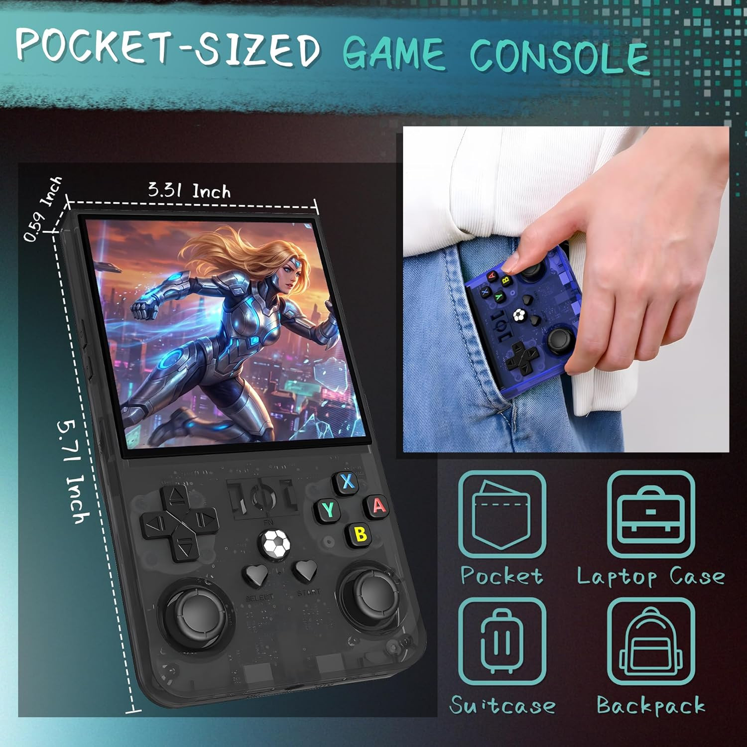 R36MAX Handheld Game Console, 40000+ Games Retro Gaming Console, 256GB TF Card M