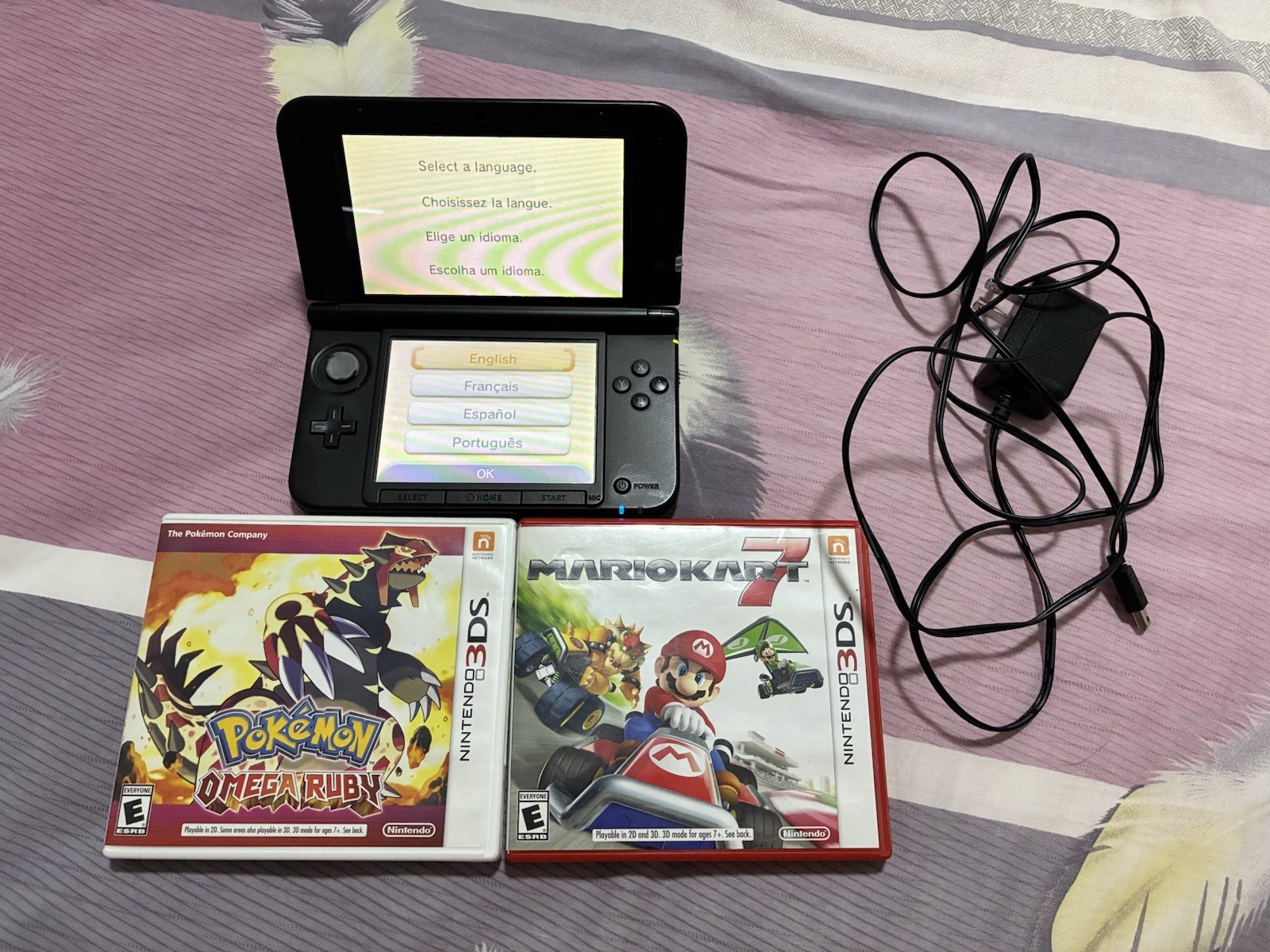 Nintendo 3DS XL Black 4GB With Pokemon Omega Ruby And Mario Kart 7 USA Model