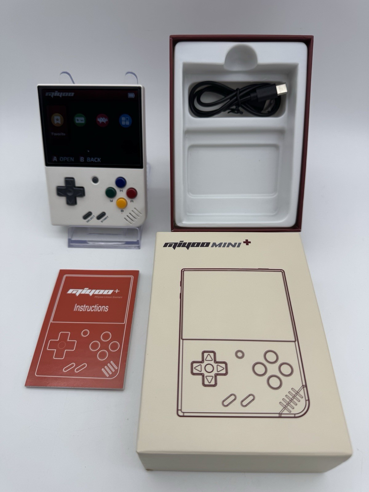 Miyoo Mini Plus Retro Hanheld Gaming Console, Beige-white, Complete, No SD Card