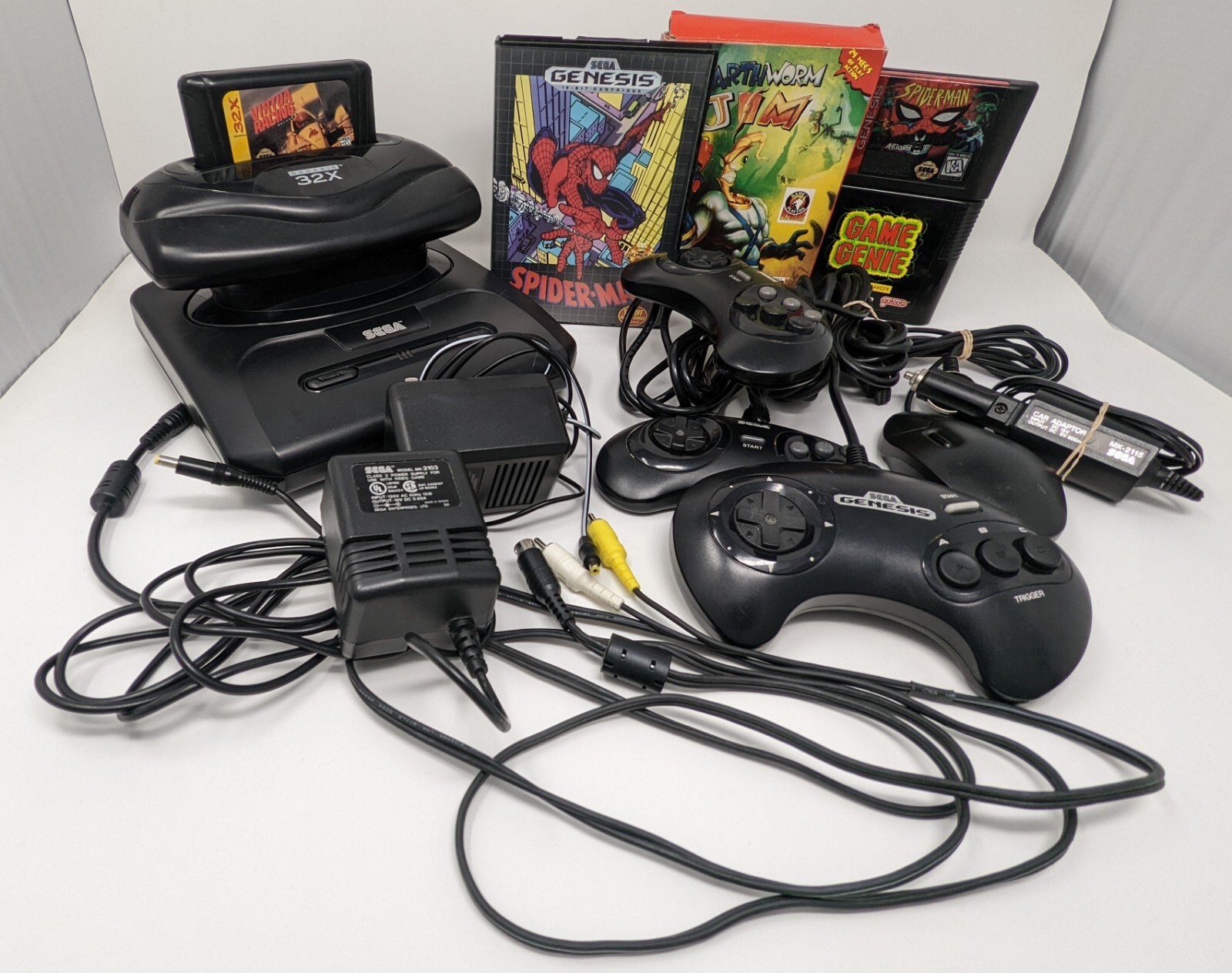Sega Genesis with 32X Console Model 2 Bundle With Games Controllers Cords TESTED