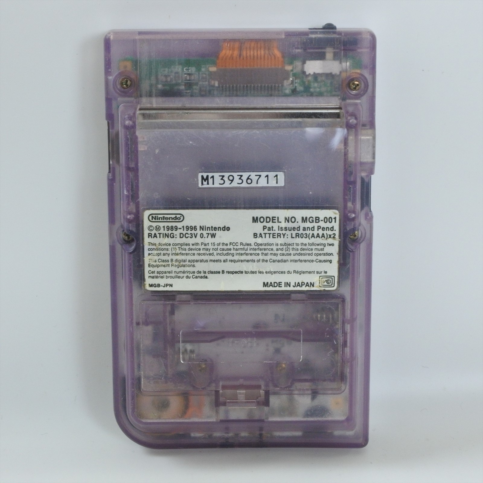 JUNK Gameboy Pocket Console MGB-001 Clear Purple NotWorking Nintendo JAPAN 11 gb