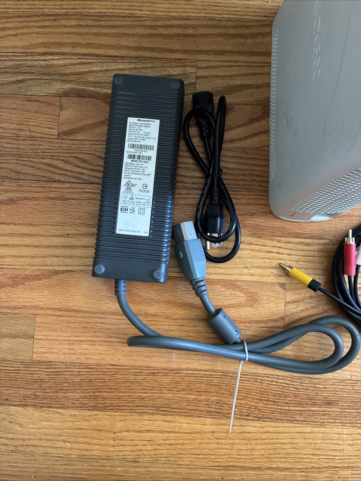 Microsoft Xbox 360 White OEM Power Supply + OEM AV Cable (No HHD Or Controller)