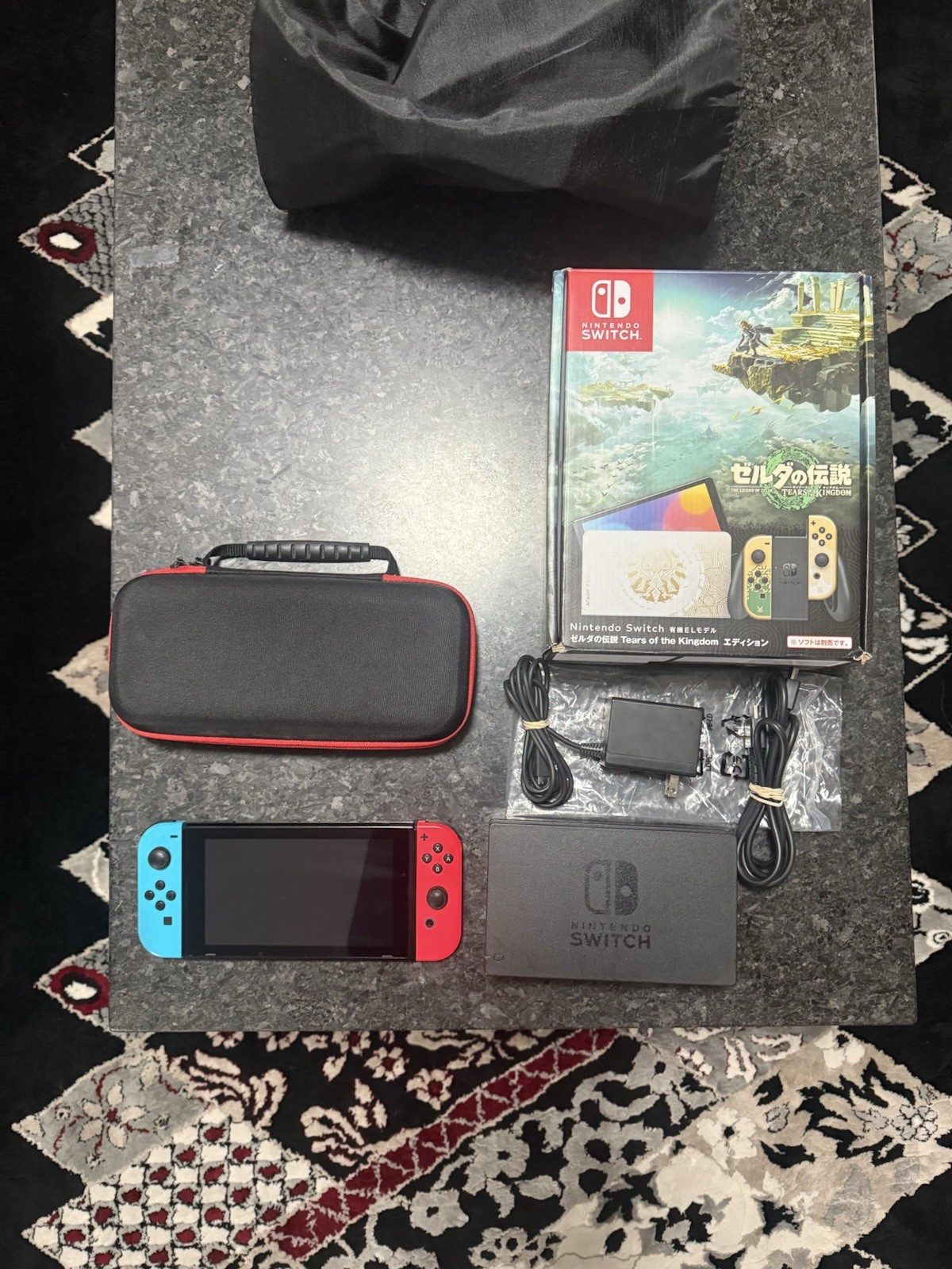 Nintendo Switch Console Black Red Blue Joy-Con Dock Charger Carrying Case Wi-Fi