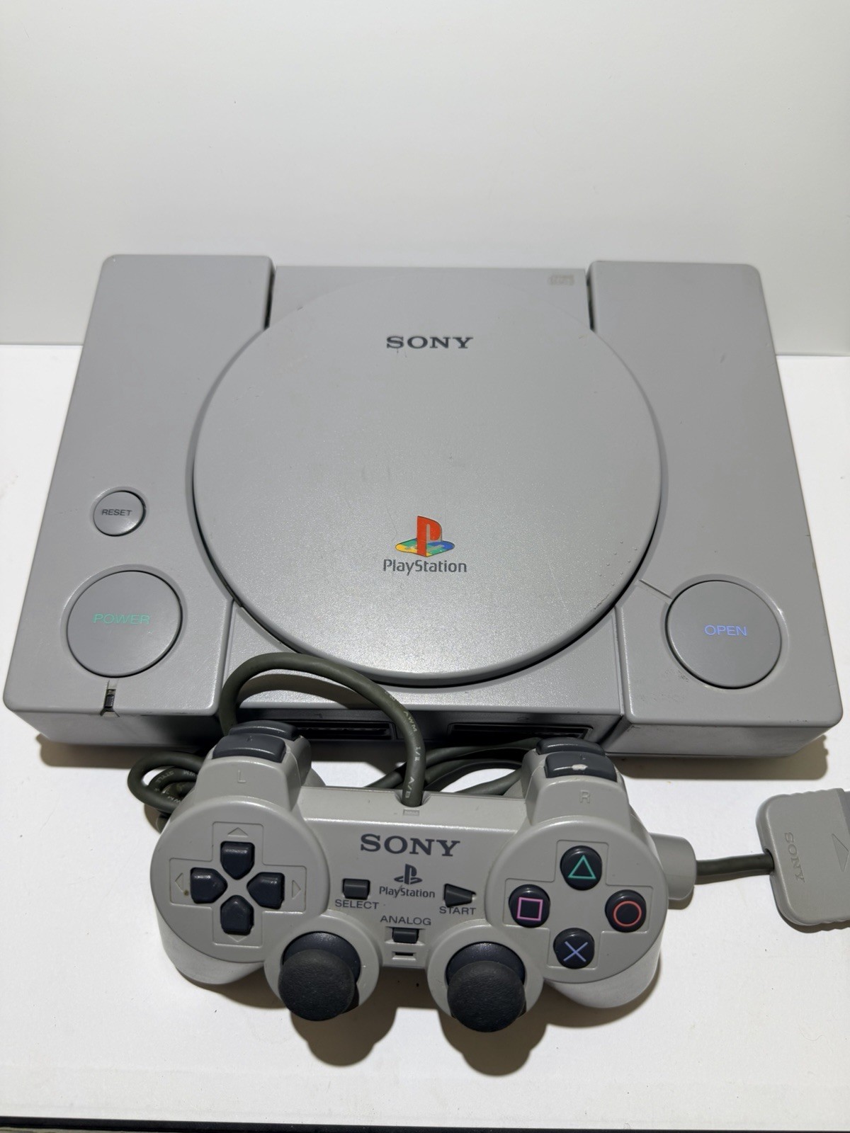 Sony PlayStation 1 Gray Console with OEM Controller & AV Cables, Power Cord