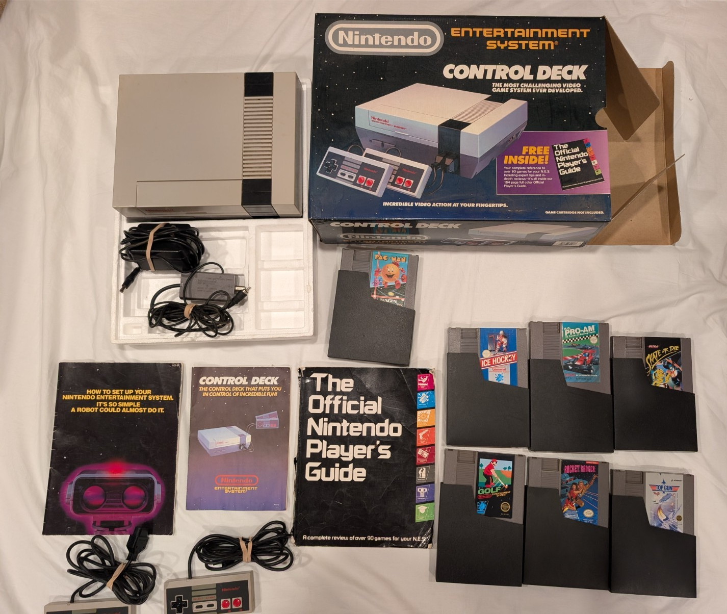 NES Control Deck Console in Box with 2 Controllers 7 Games TESTED