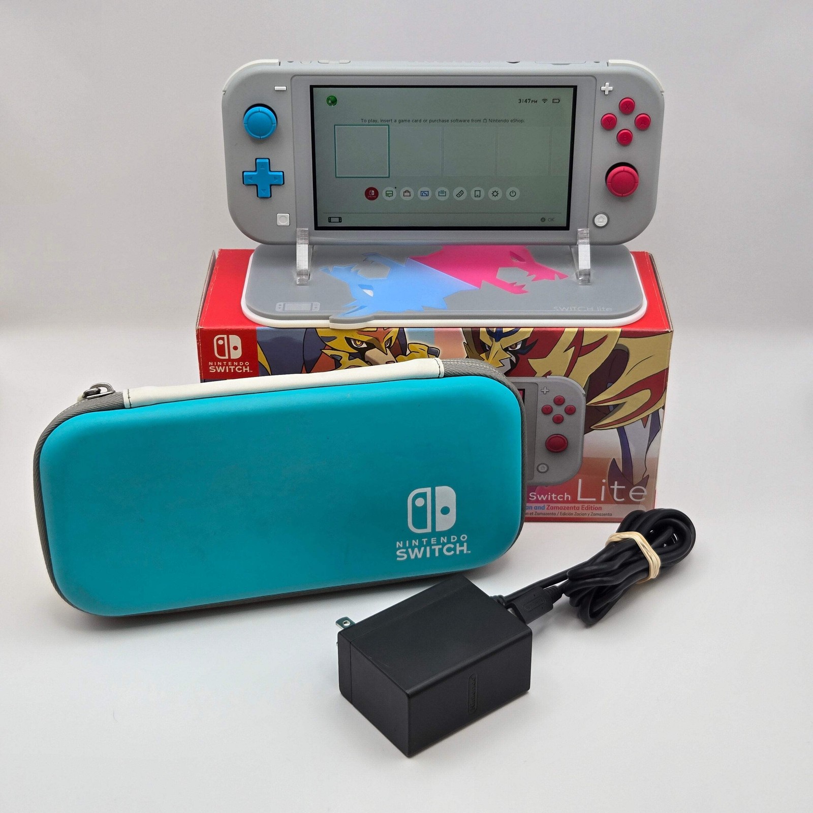 Nintendo Switch Lite Zacian & Zamazenta Edition – 64GB Micro SD Stand Case & Box