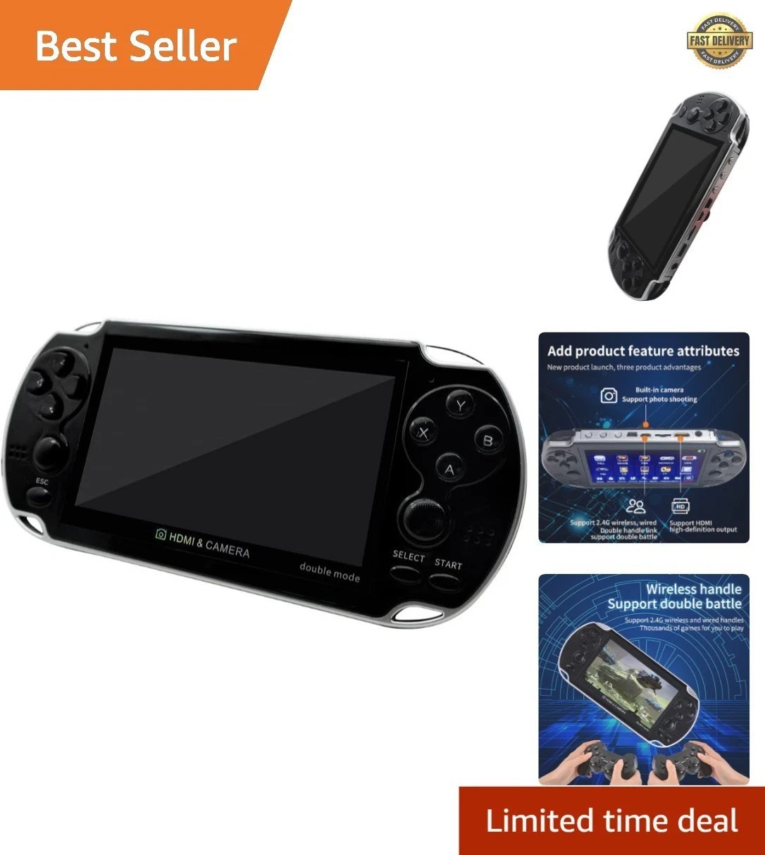 X7 Plus Handheld Game Console , Preload 10000 Games Portable Video Games Supp…