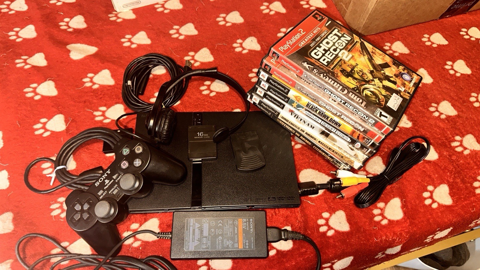 OEM Sony PlayStation 2 Slim Console Black 7 PS2 Games CIB Controller Bundle