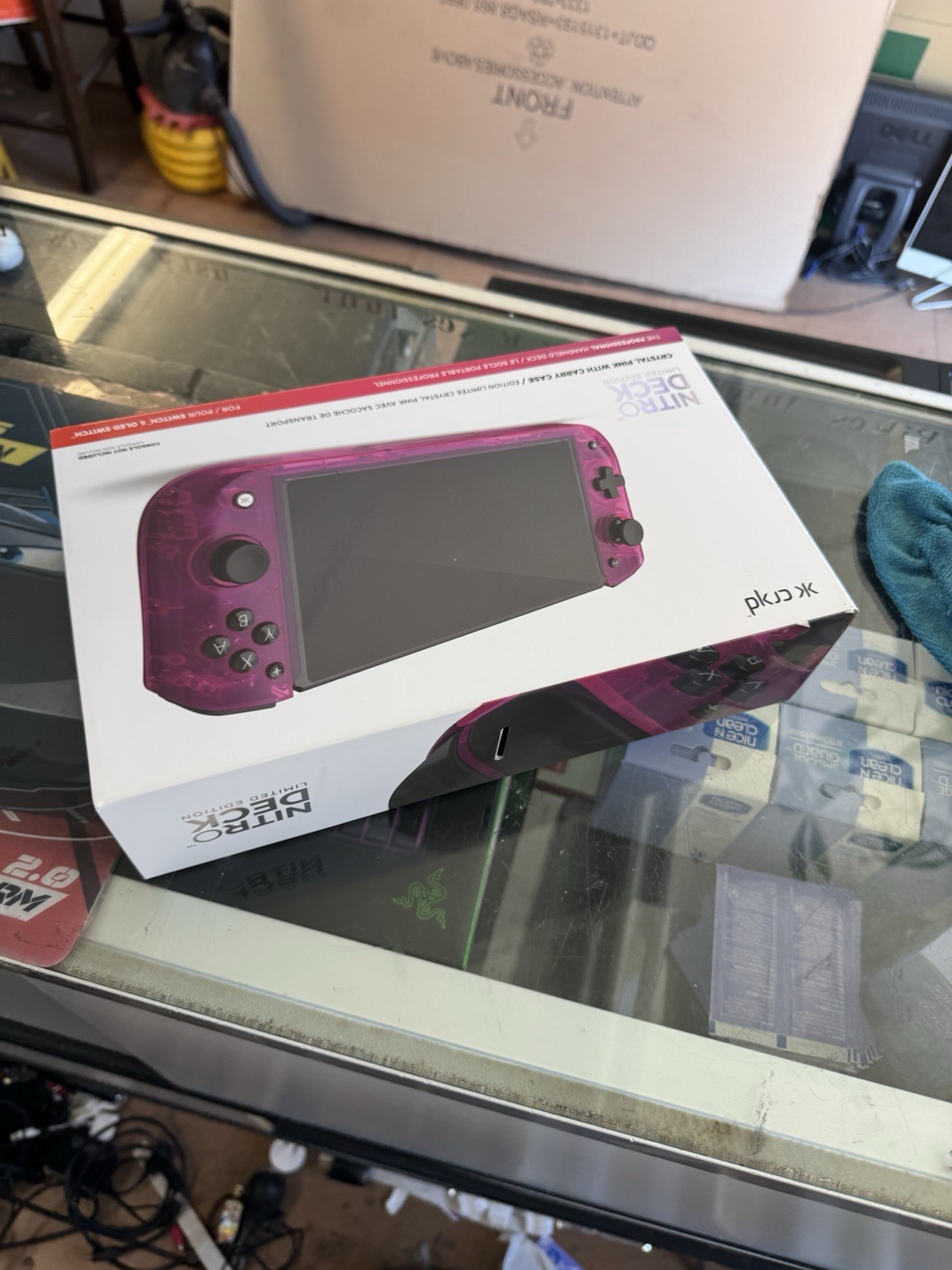 Nintendo Switch OLED 64GB HEG-001 Black w/ CRKD Nitro Deck Retro Crystal Pink LE