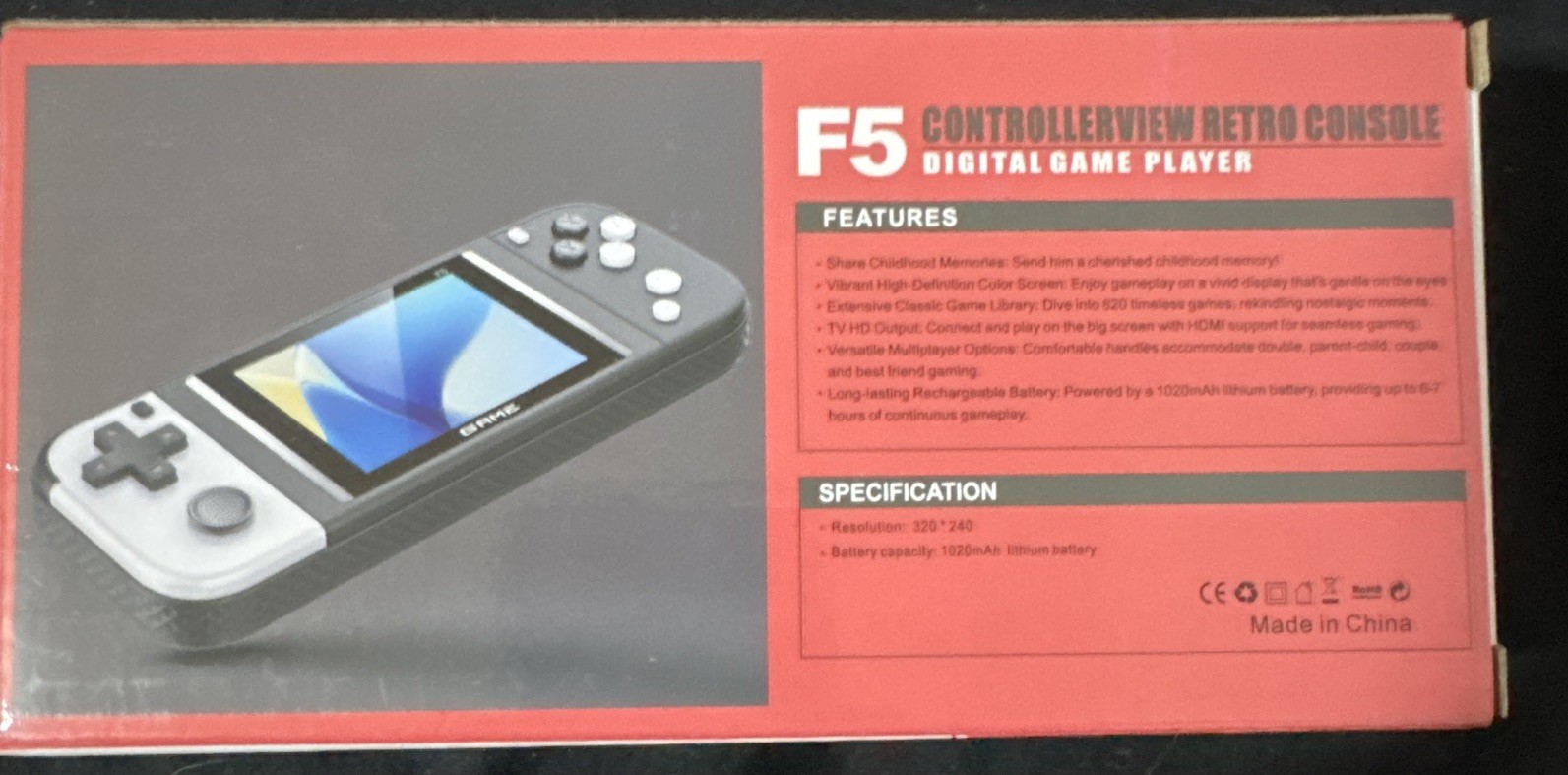 F5 Model Black/White Handheld System 8GB Built-in Games Region Free AV
