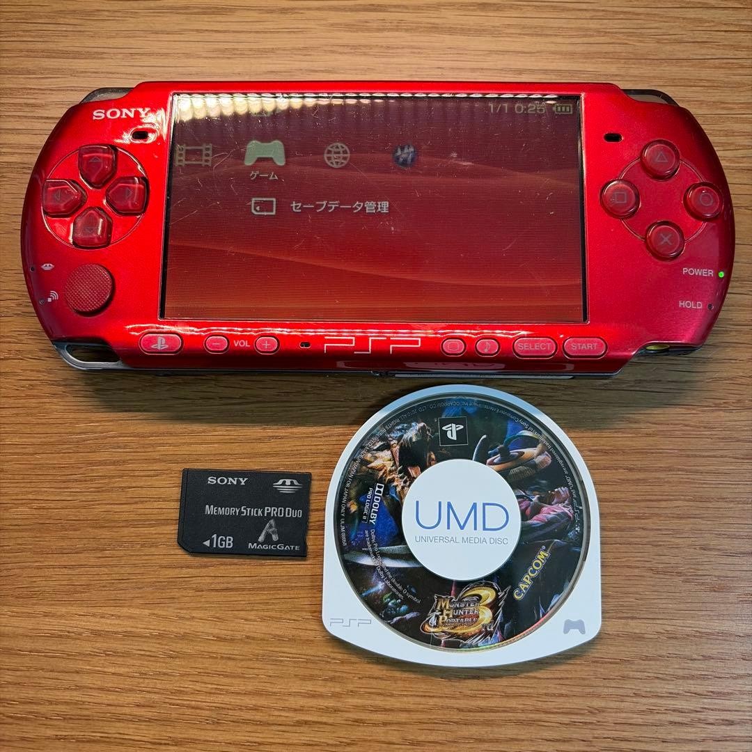 Sony PSP-3000 Radiant Red Console Tested 1GB Region Free Japan
