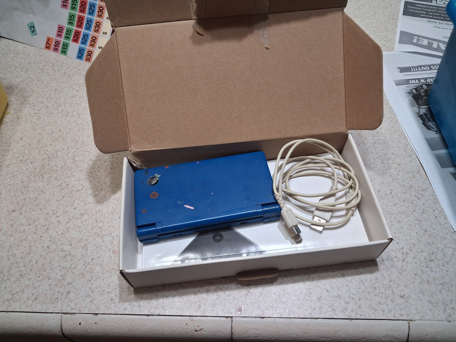 Nintendo DS NTR-001 Blue Handheld Console w/ Box Manual Charger USB, Camera