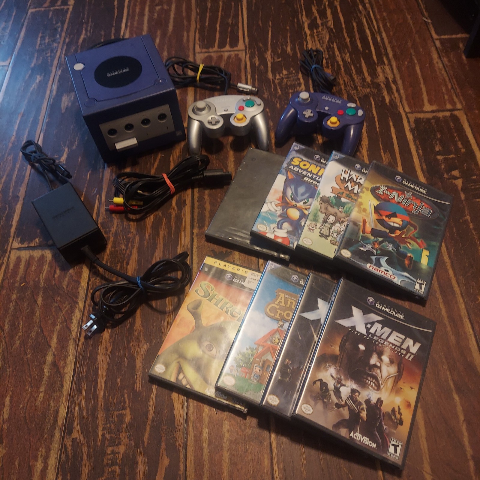 Nintendo GameCube DOL-001 Bundle 2 OEM Controllers 8 Games Memory Card Tested