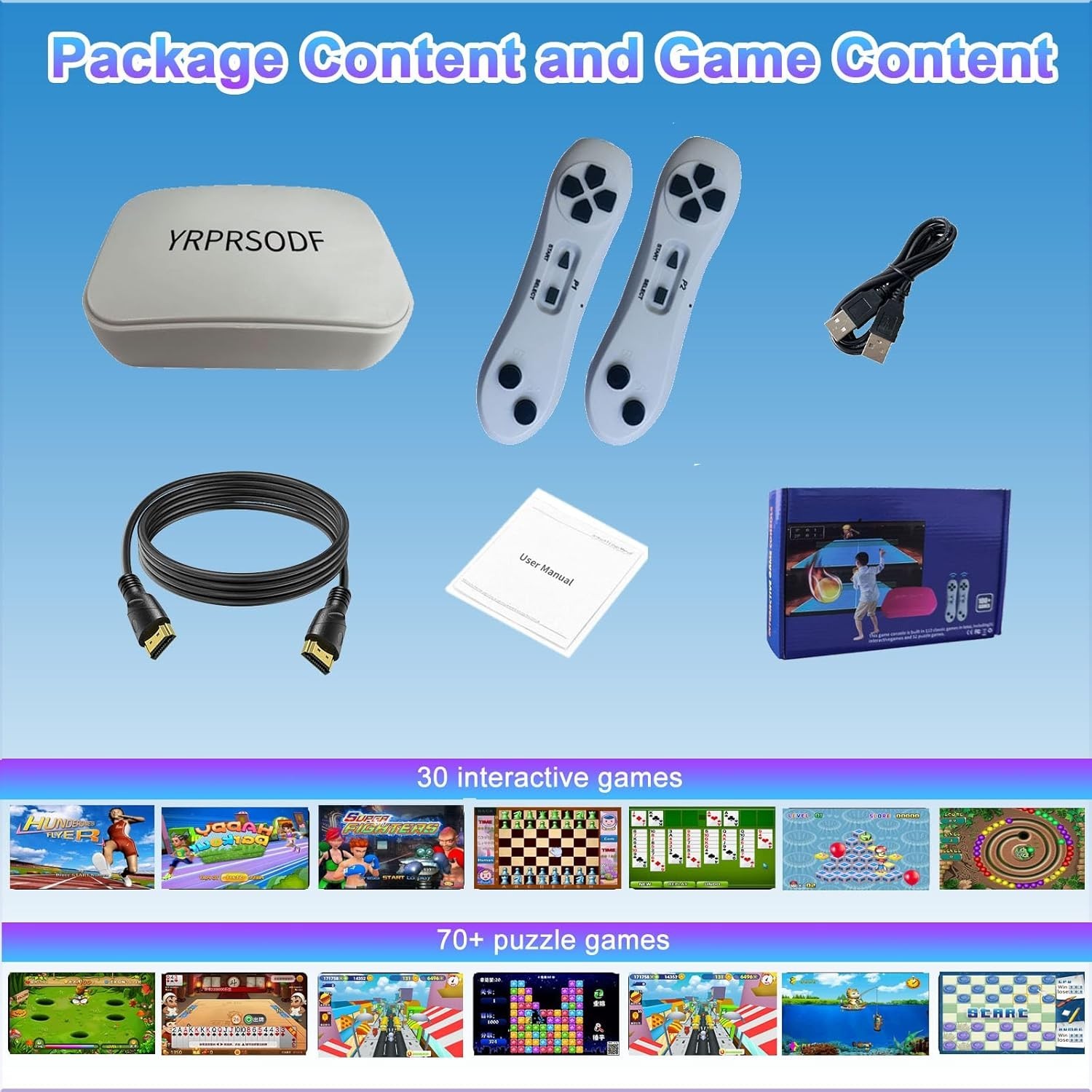 TV Game Console Built in 100+ Games Wireless Video Game Machine Kids Adults