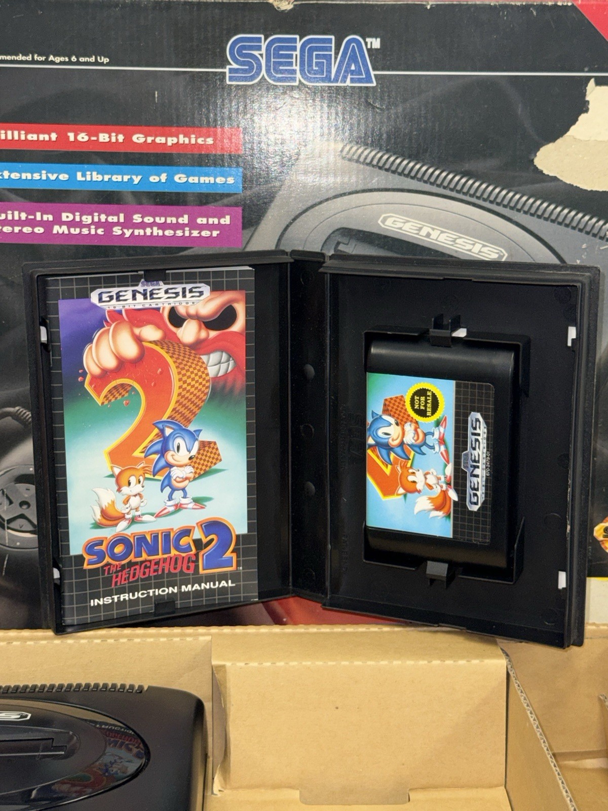 SEGA Genesis Model II System 2 Complete in Original Box Sonic Included & TESTED