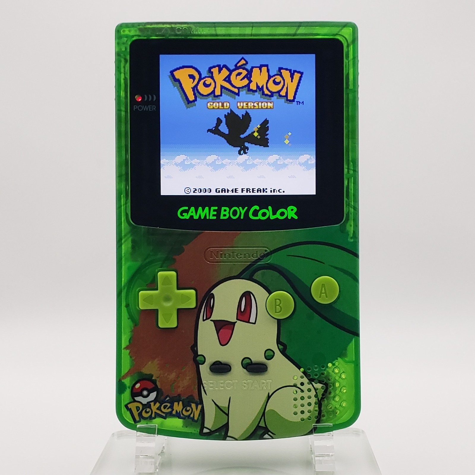 Laminated OLED Screen – Chikorita Game Boy Color w/ Case – New Speaker, Recapped