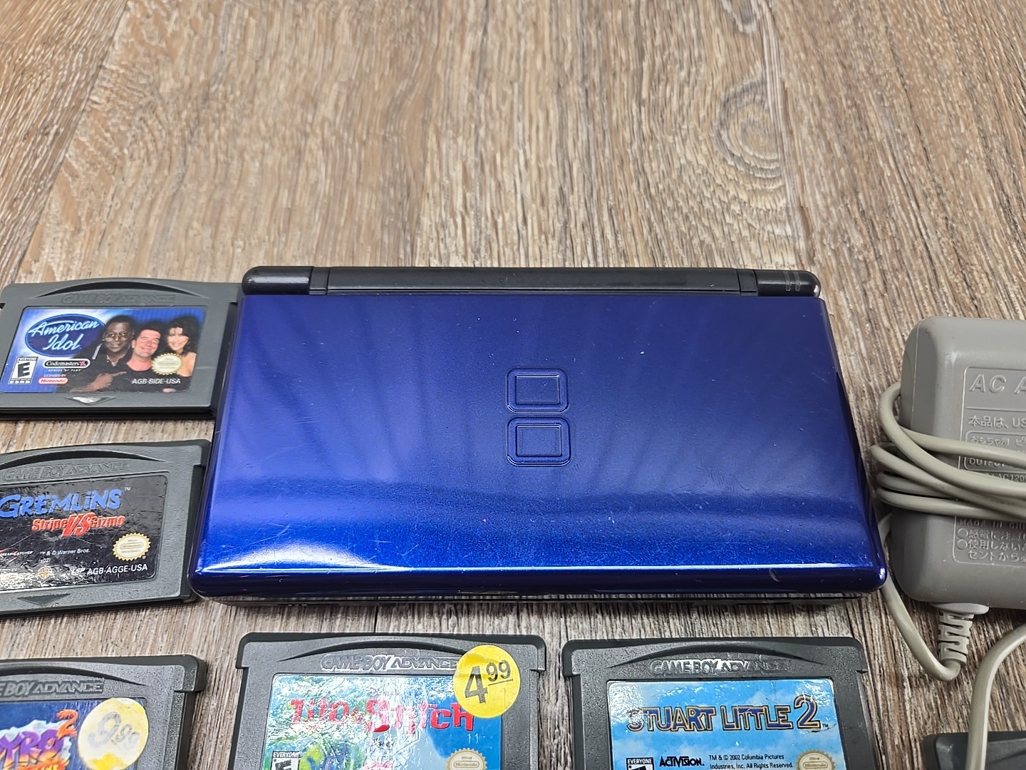 Nintendo DS Lite Console + 13 GBA Games Charger Cobalt/Black -Reset – NO Stylus