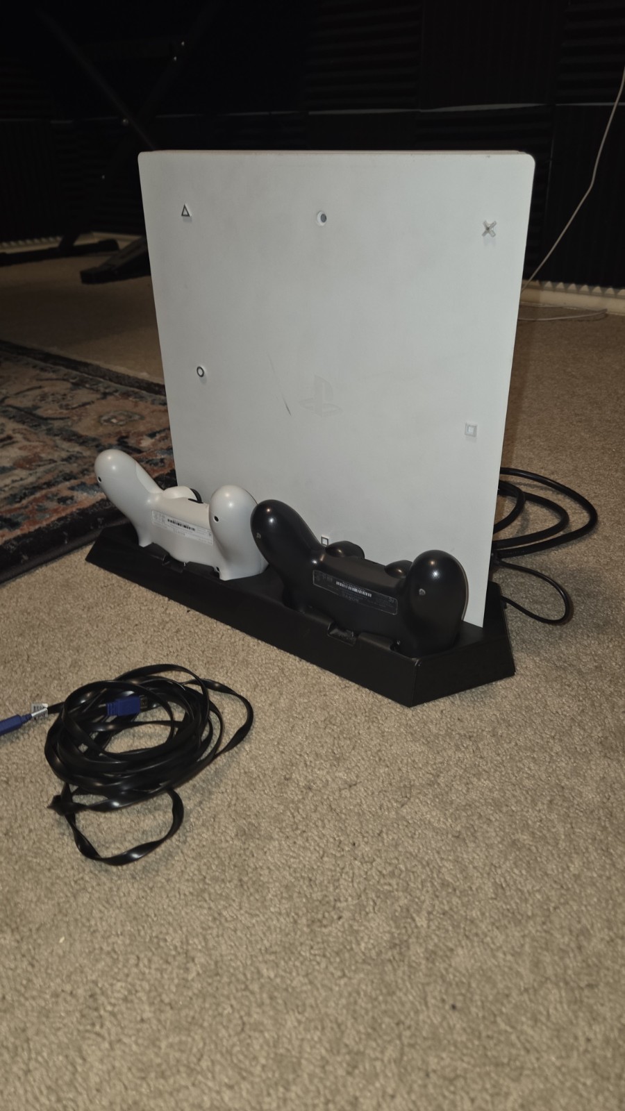 Sony PlayStation 4 Pro 1TB White Console Bundle w/ 2 DualShock 4 + Stand w/ Fans