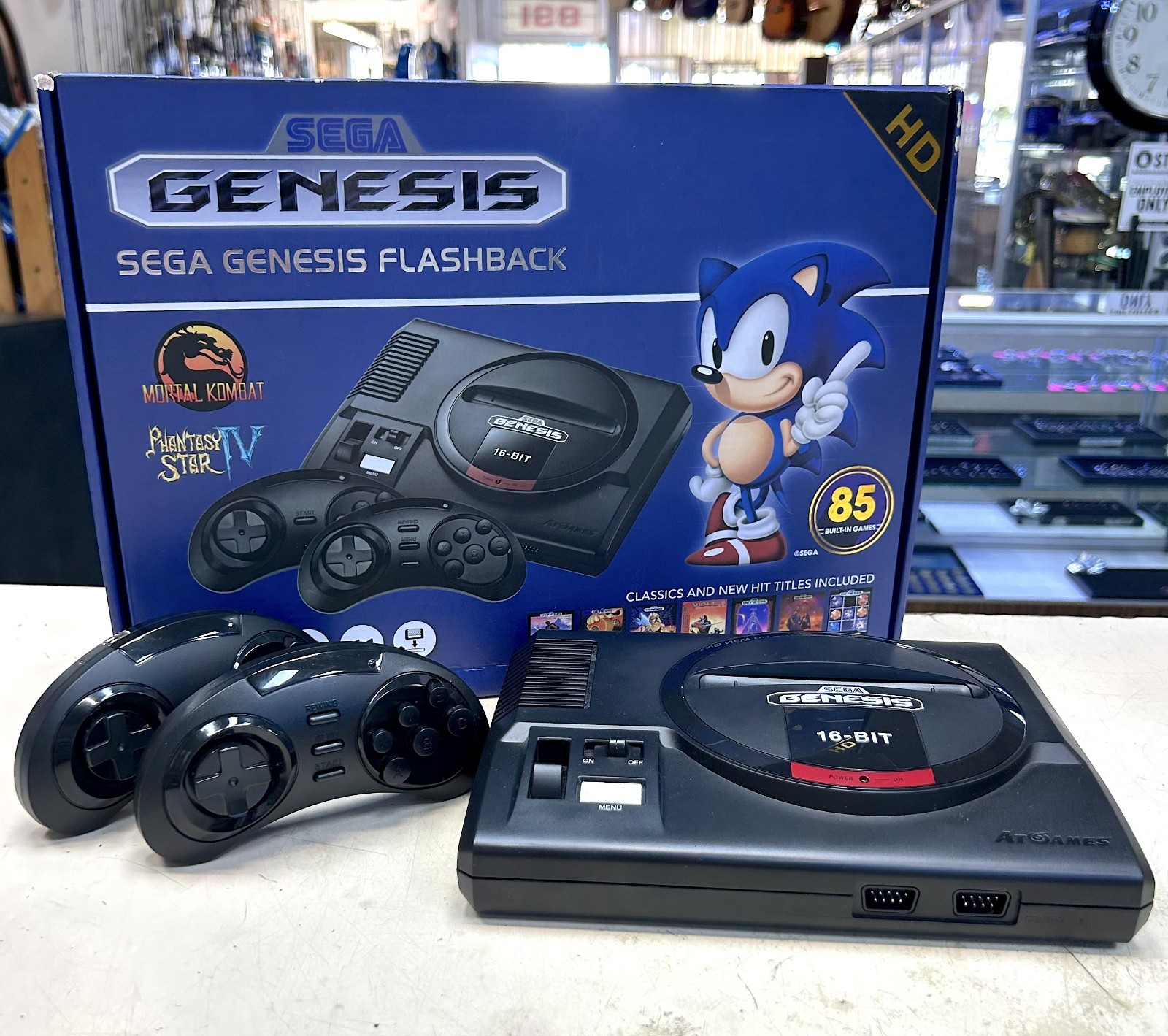Sega Genesis Flashback HD Console w/ 85 Built-In Games, 2 Wireless Controllers,