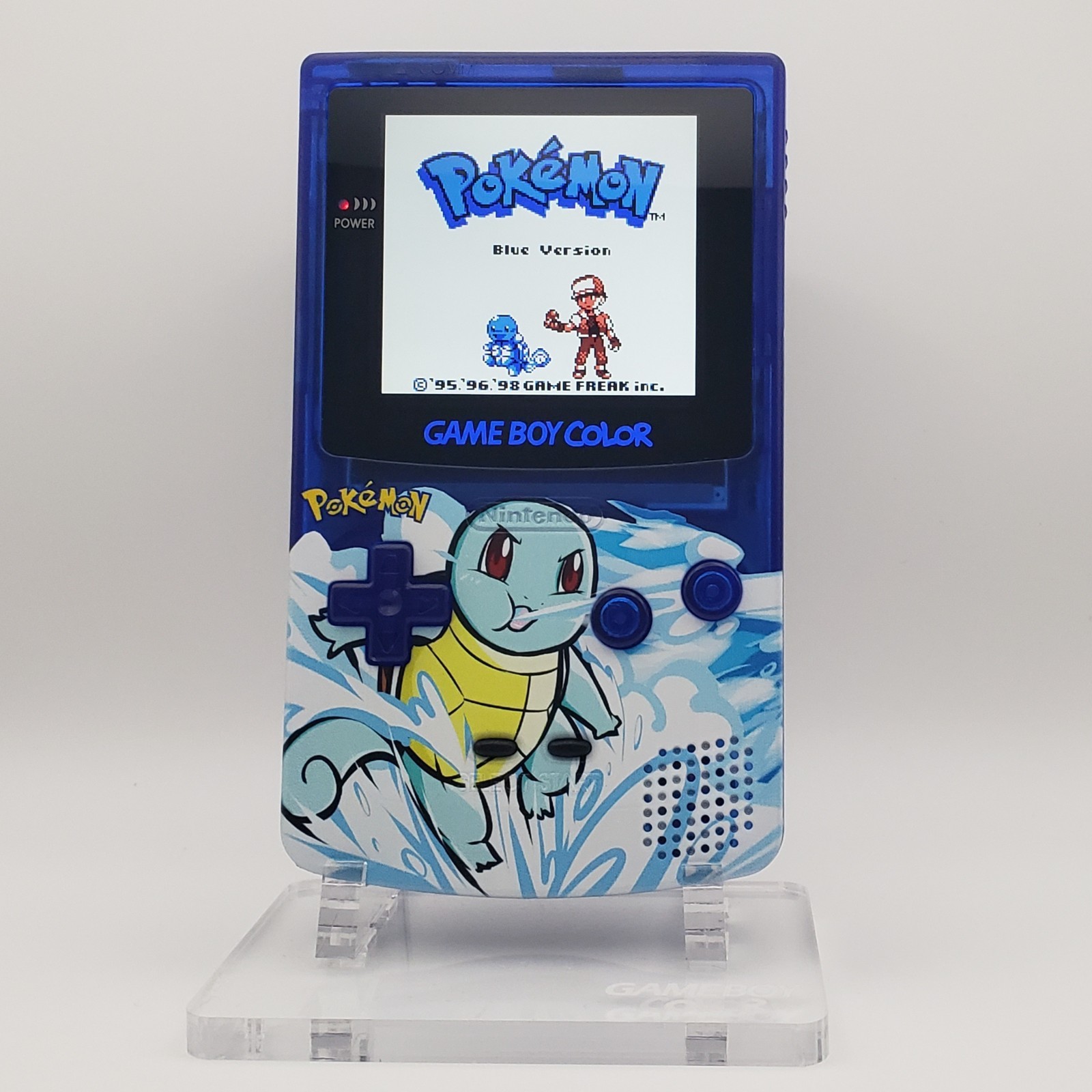 Squirtle Game Boy Color w/ Laminated Backlit IPS Screen, New Speaker, Recapped