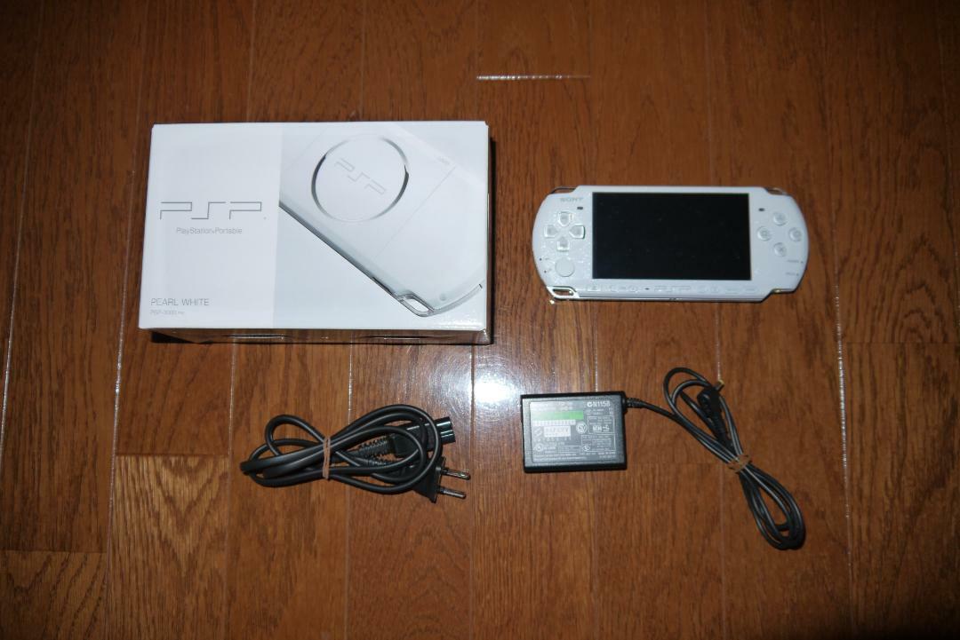 Sony PSP-3000 Pearl White Adapter, Box, Memory Stick from jAPAN