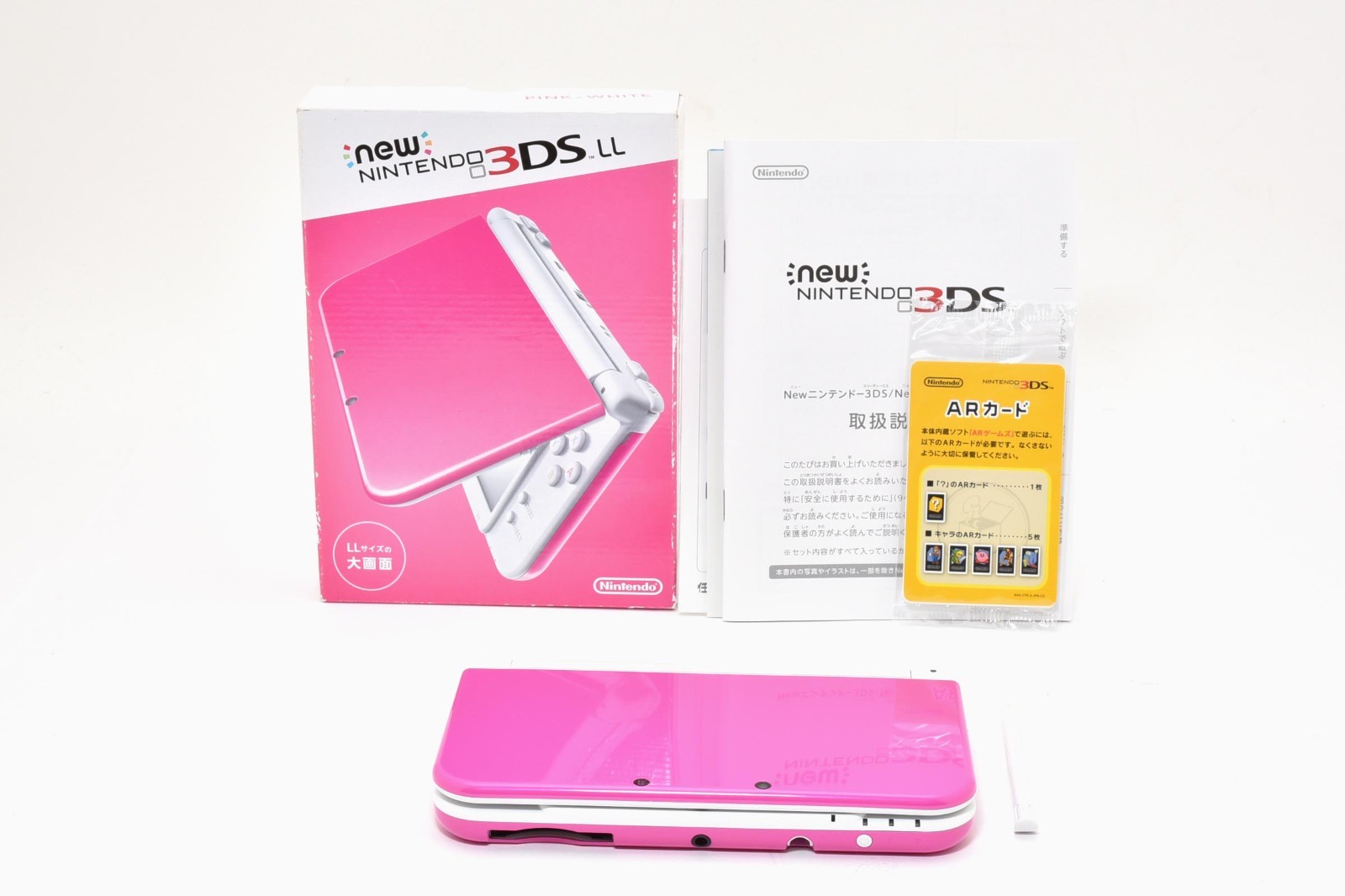 [TOP MINT] Nintendo NEW 3DS LL XL Pink x White Handheld Console From Japan w/pen