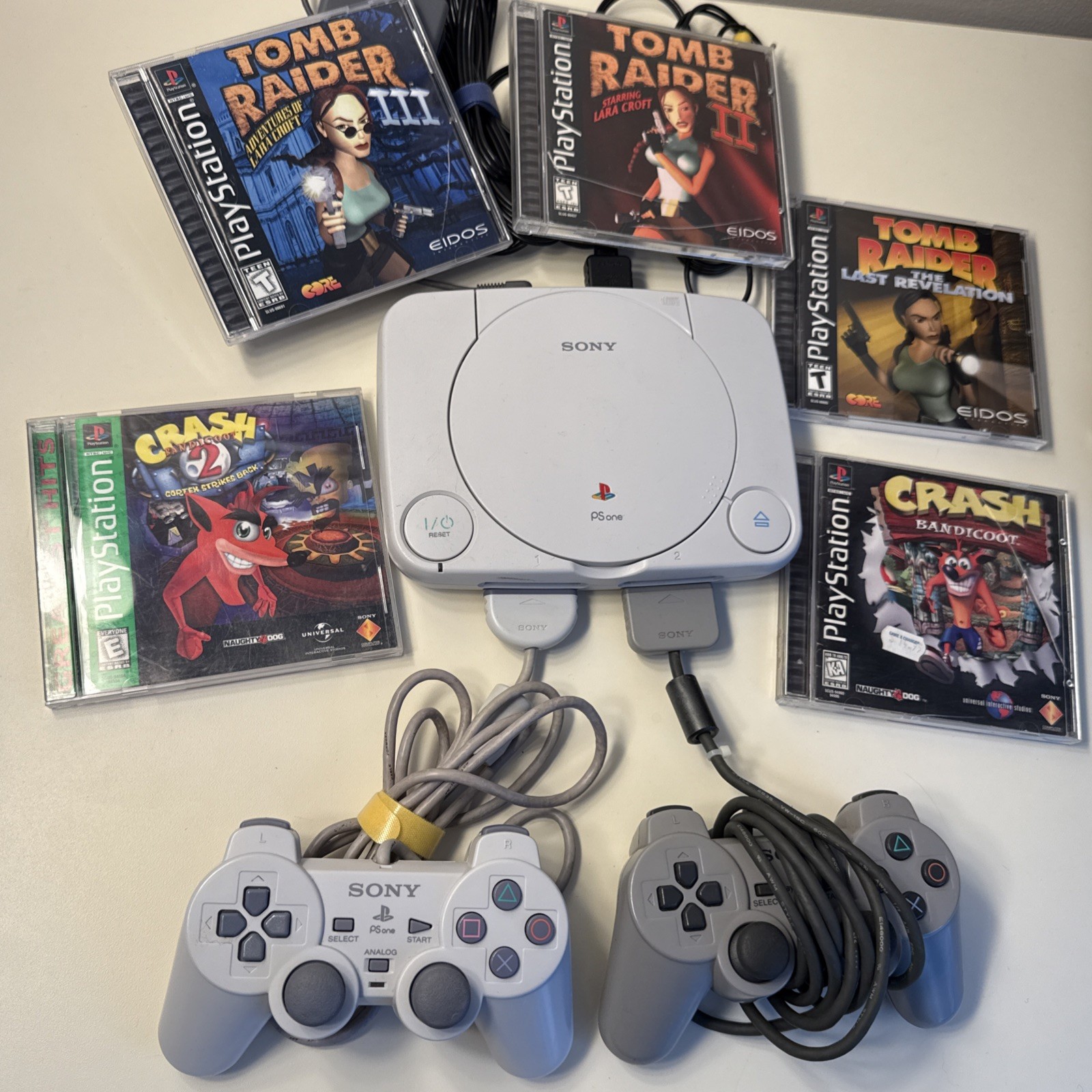 Sony Playstation 1 PS One SCPH-101 Slim PS1 Bundle Controller + Games READ