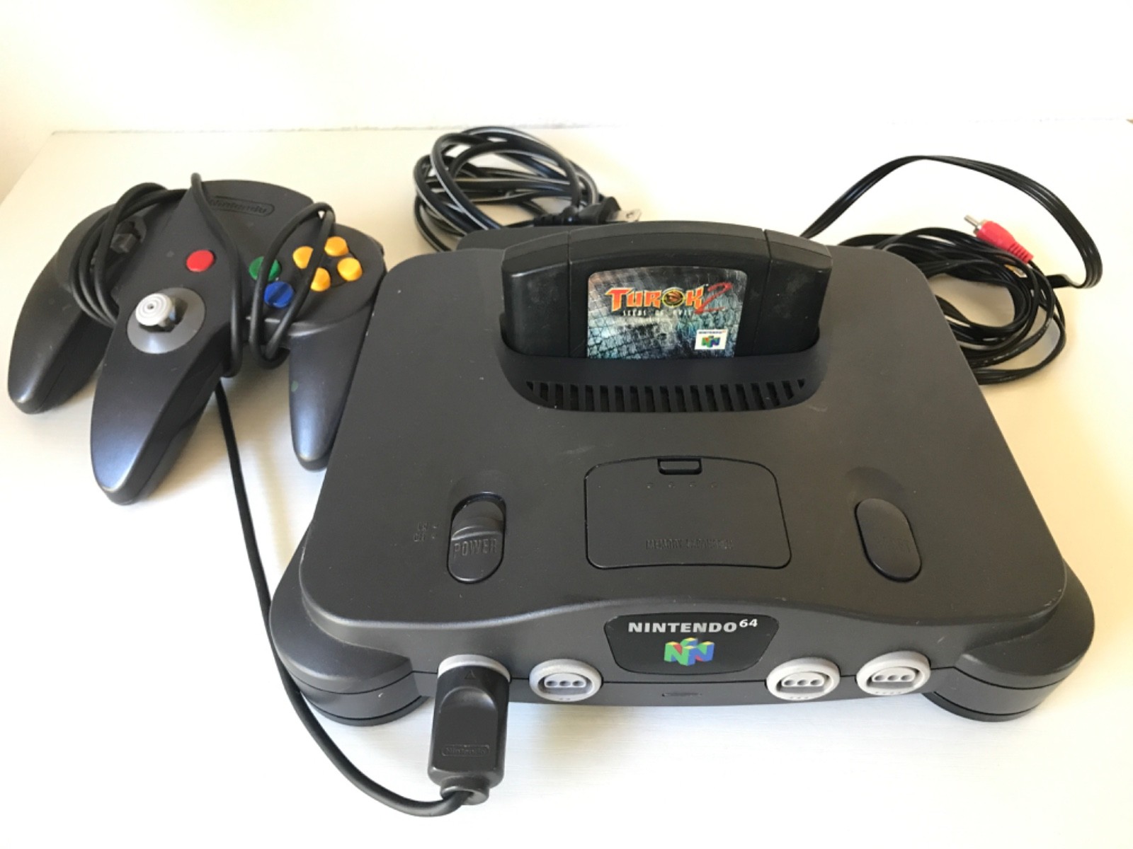 Nintendo 64 – Black Console, Black Controller, Turok 2 Game Cartridge, COMPLETE