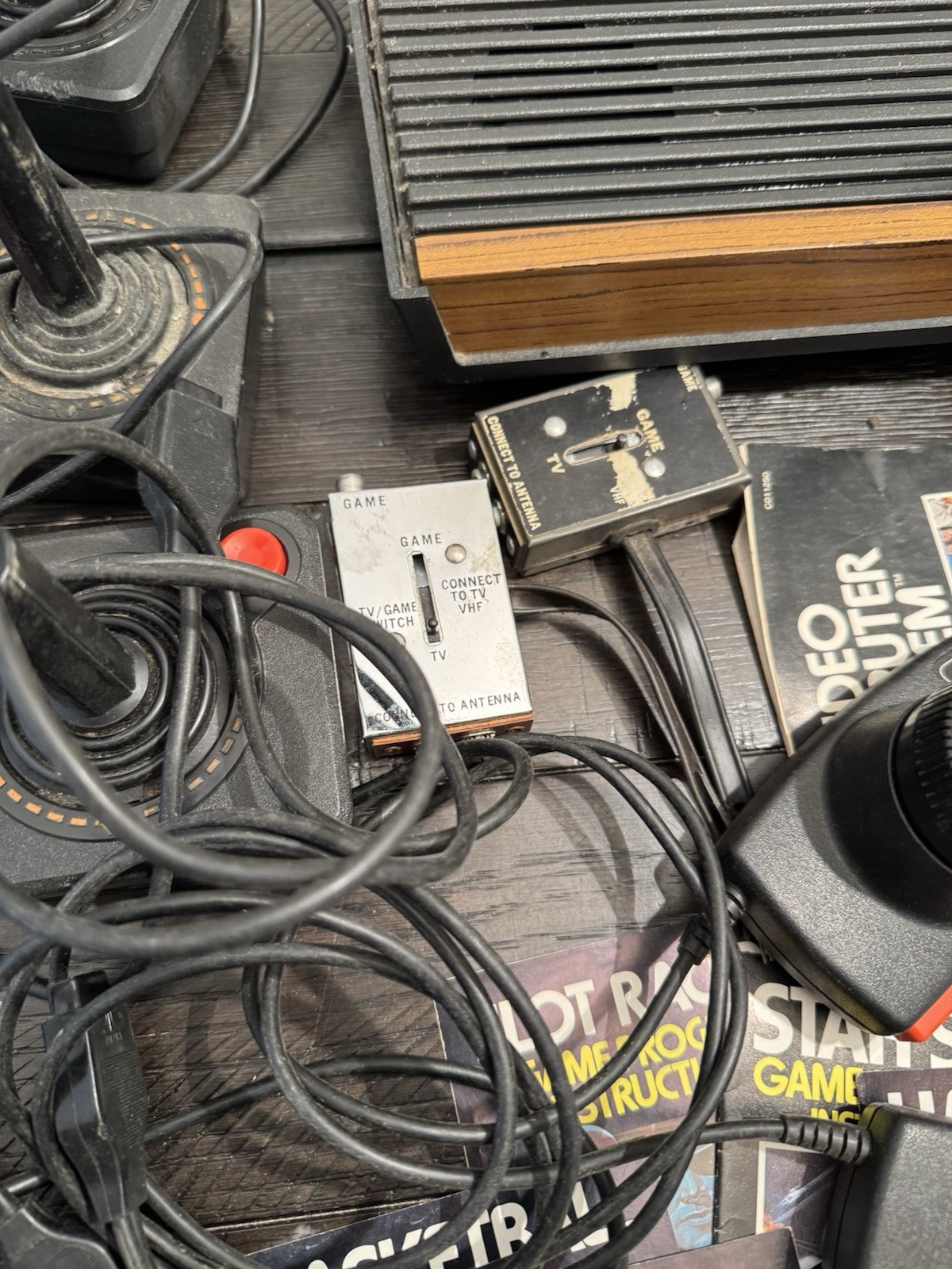 Huge Vintage 1980 Atari CX-2600 Console & Games Box Joystick Paddles Lot
