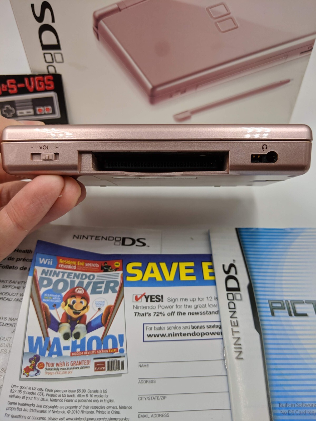 Nintendo DS Lite Metallic Rose (CRACKED HINGE) MATCHING SERIAL #’S