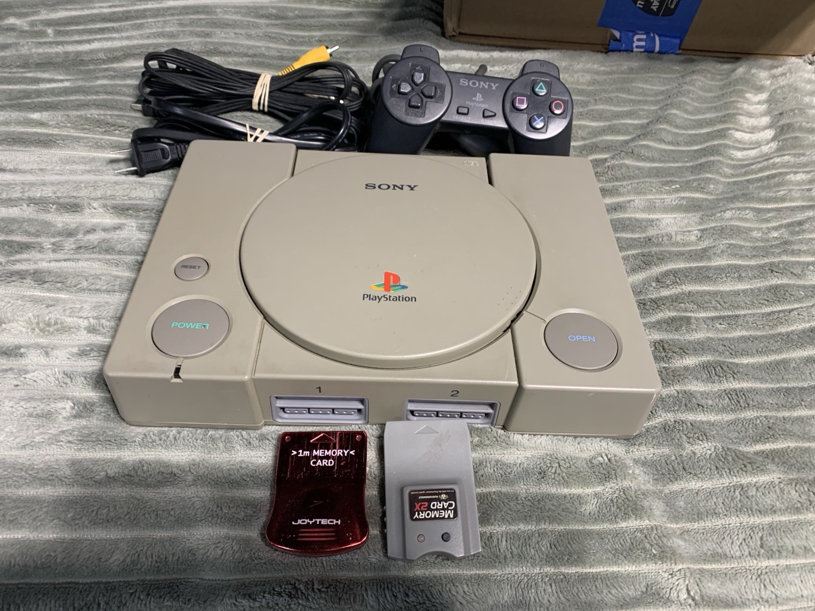Sony PlayStation 1 PS1 Original Console System Bundle – Tested W/2 Memory Cards