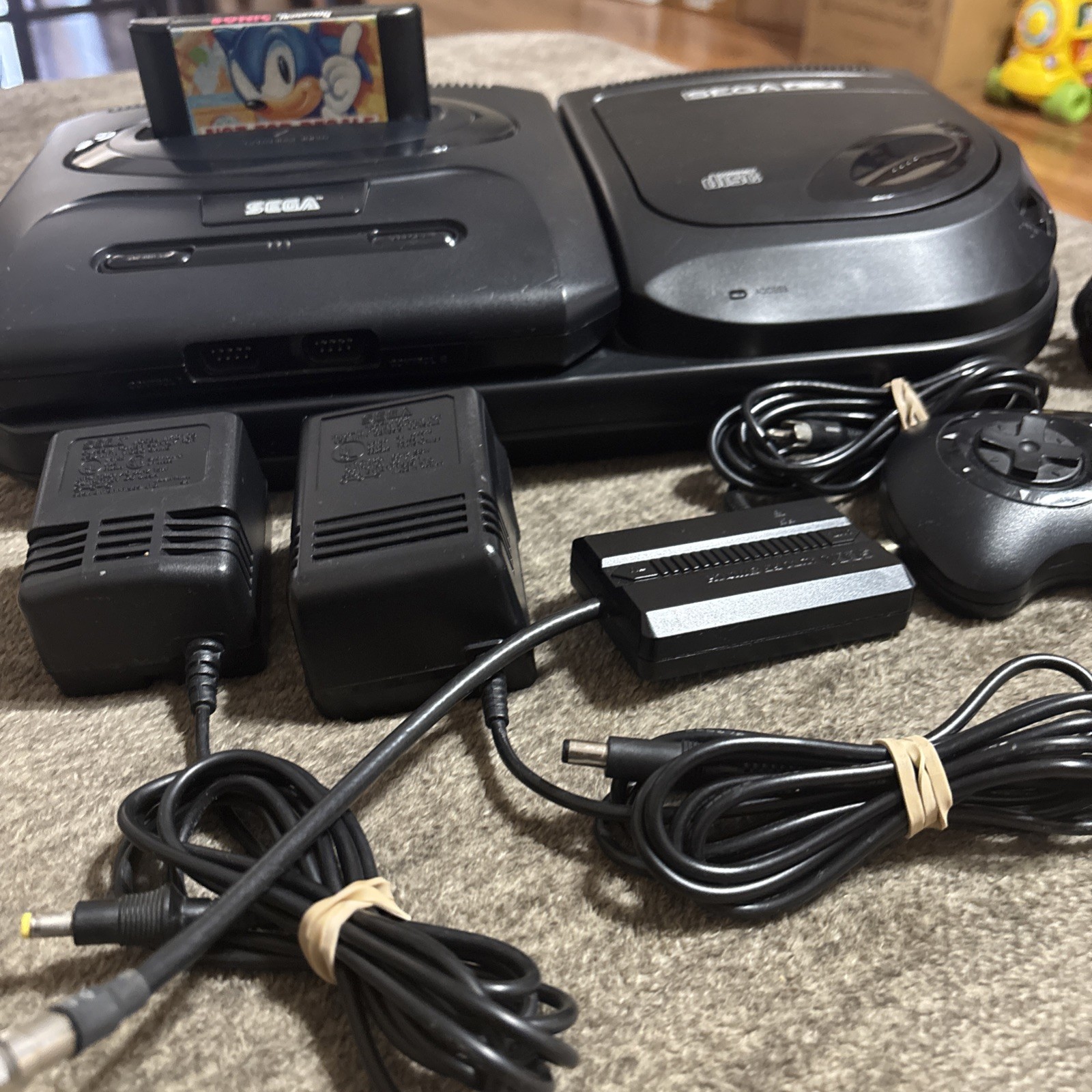 Sega CD Video Game System Console with 1 Controllers and Cords and game