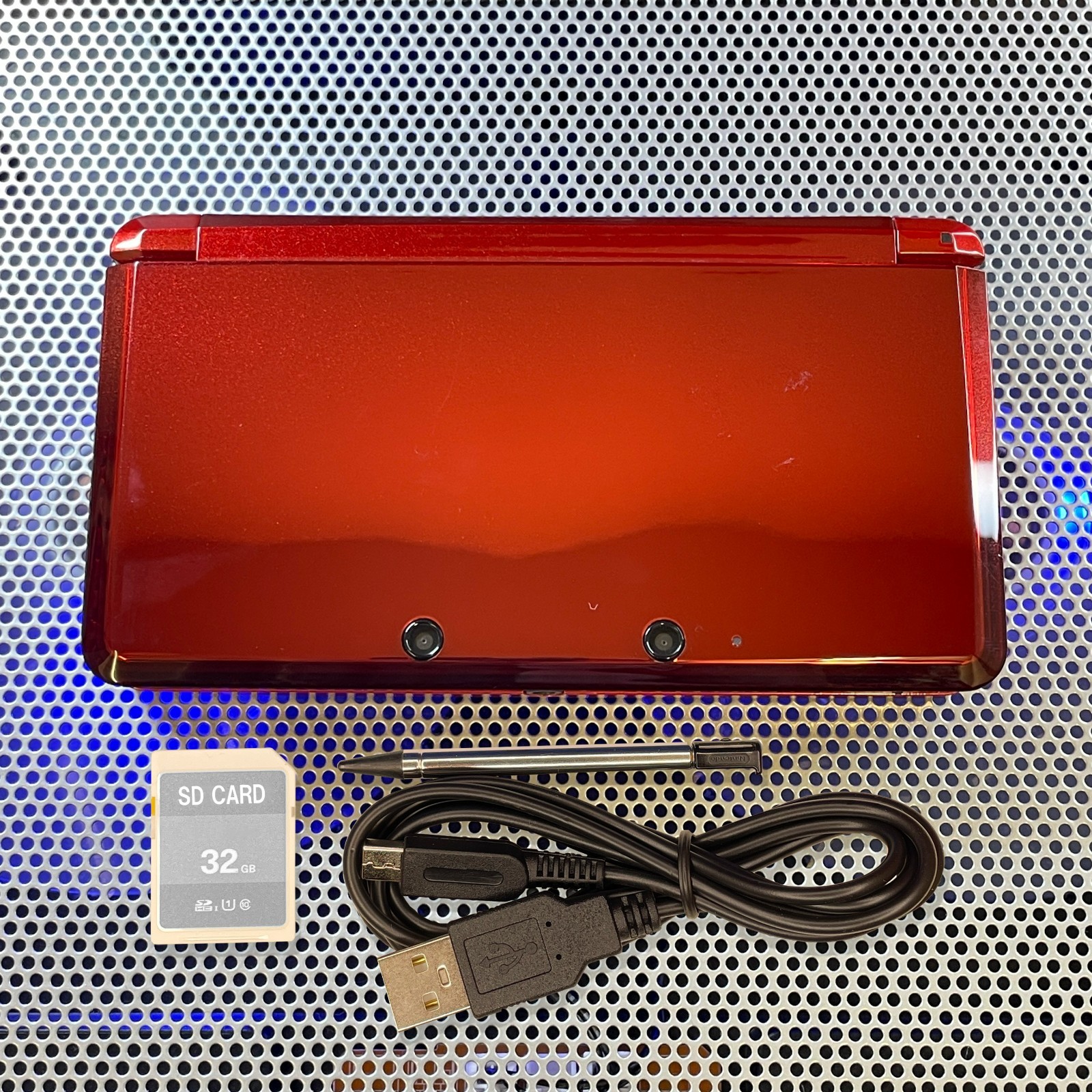 Nintendo 3DS Console Flare Red Multi-Region Cartridge Compatible 32GB SD Stylus