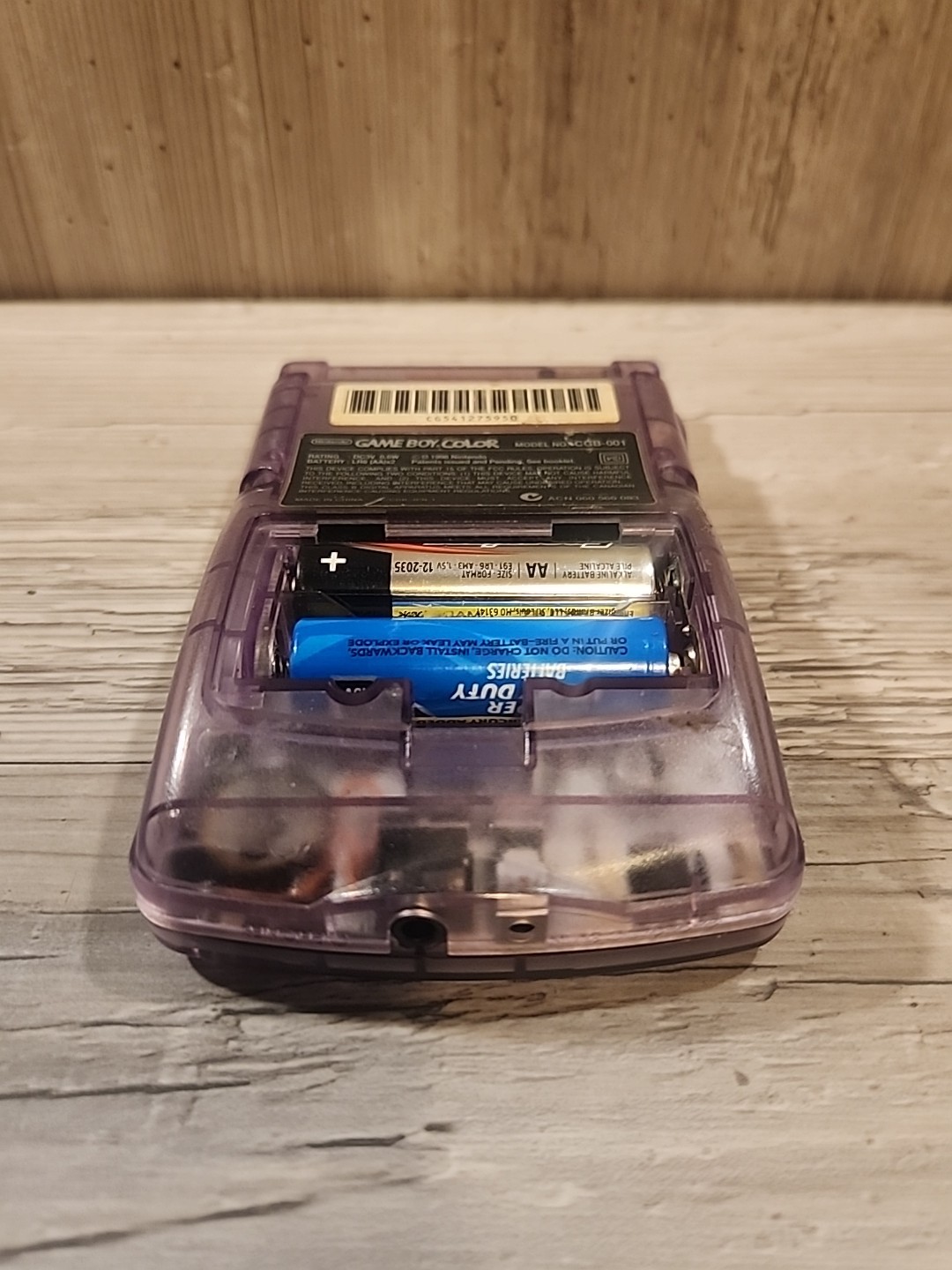Nintendo Game Boy Color Atomic Purple Tested Missing Back Piece