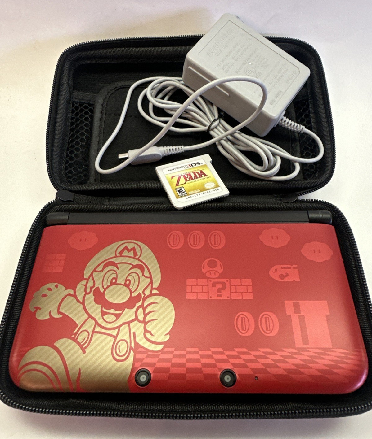 Nintendo 3DS XL New Super Mario Bros 2 Limited Edition Red Gold + Zelda OoT 3D
