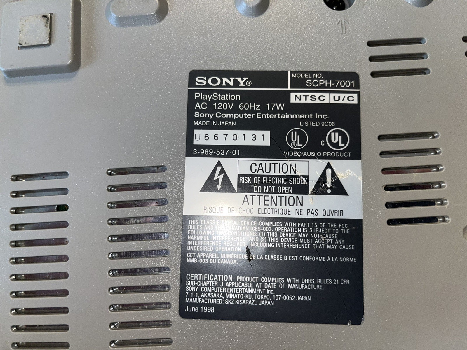 Sony PlayStation 1 PS1 Console Only SCPH-7001 Tested And Working