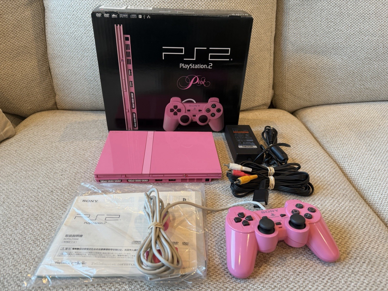 Sony PS2 Slim Pink Limited SCPH-77000 NTSC-J Console CIB – Tested, Beautiful