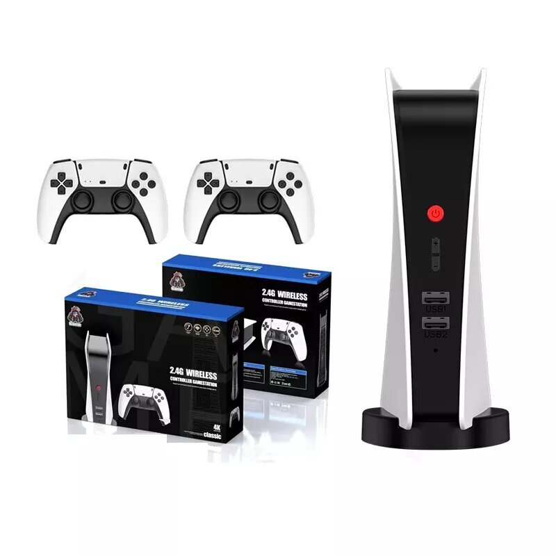 TV game console HappyJoe White M5, 64GB, 15000+ Games supports PS1/MAME/GBA