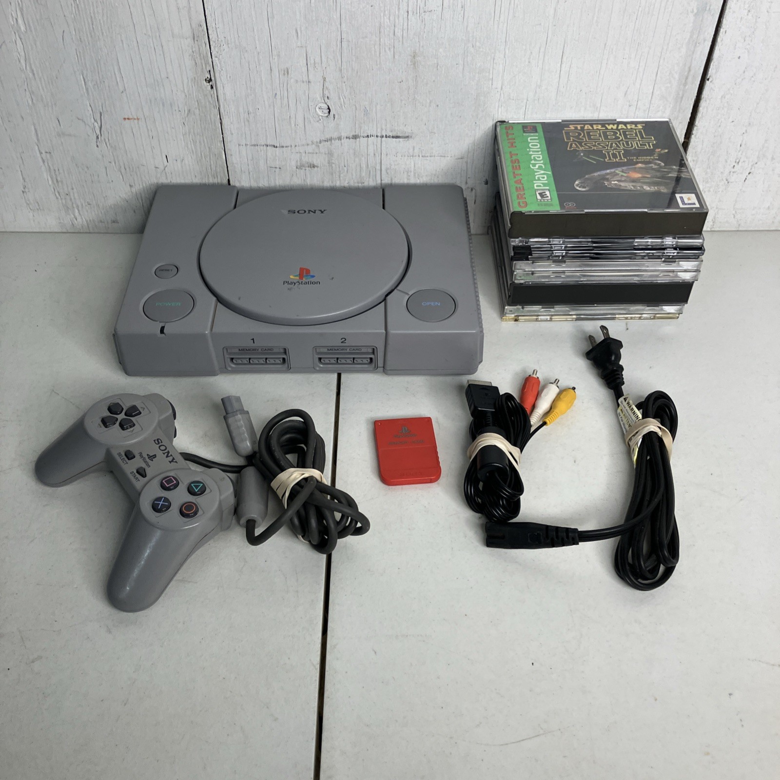 Sony PlayStation One PS1 Console SCPH-9001 Bundle 10 Games Tony Hawk Star Wars