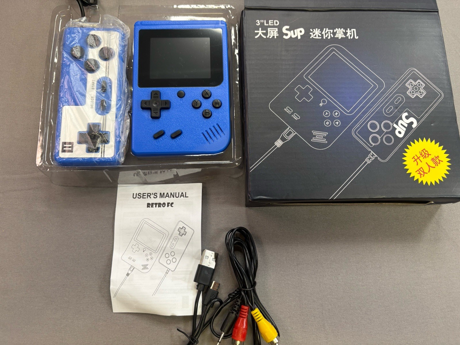 SUP Game Box Plus 400-in-1 Retro Handheld Console Blue – NEW – Open Box