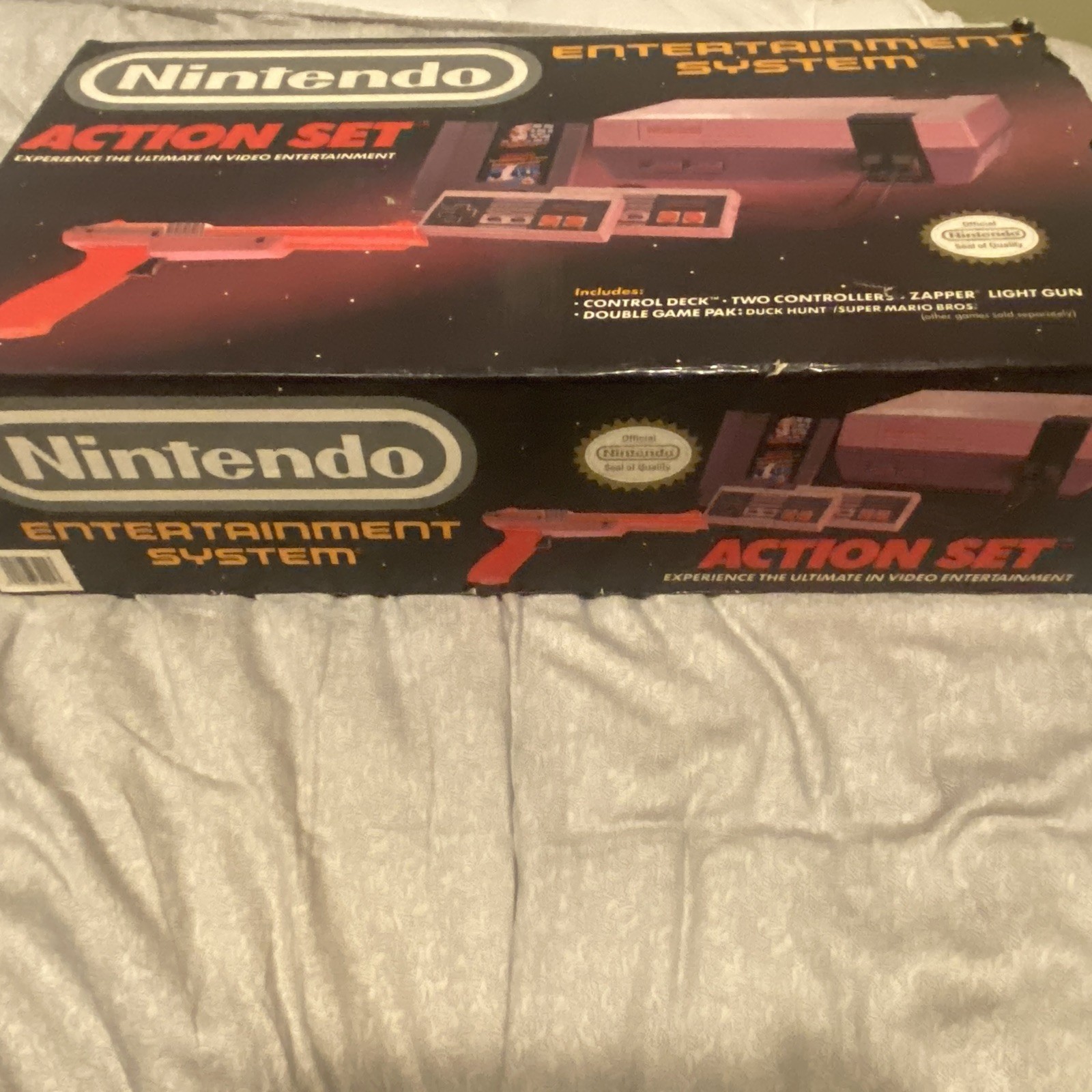 Nintendo NES Action Set Home Console In Box Tested w/ Styrofoam And Controllers