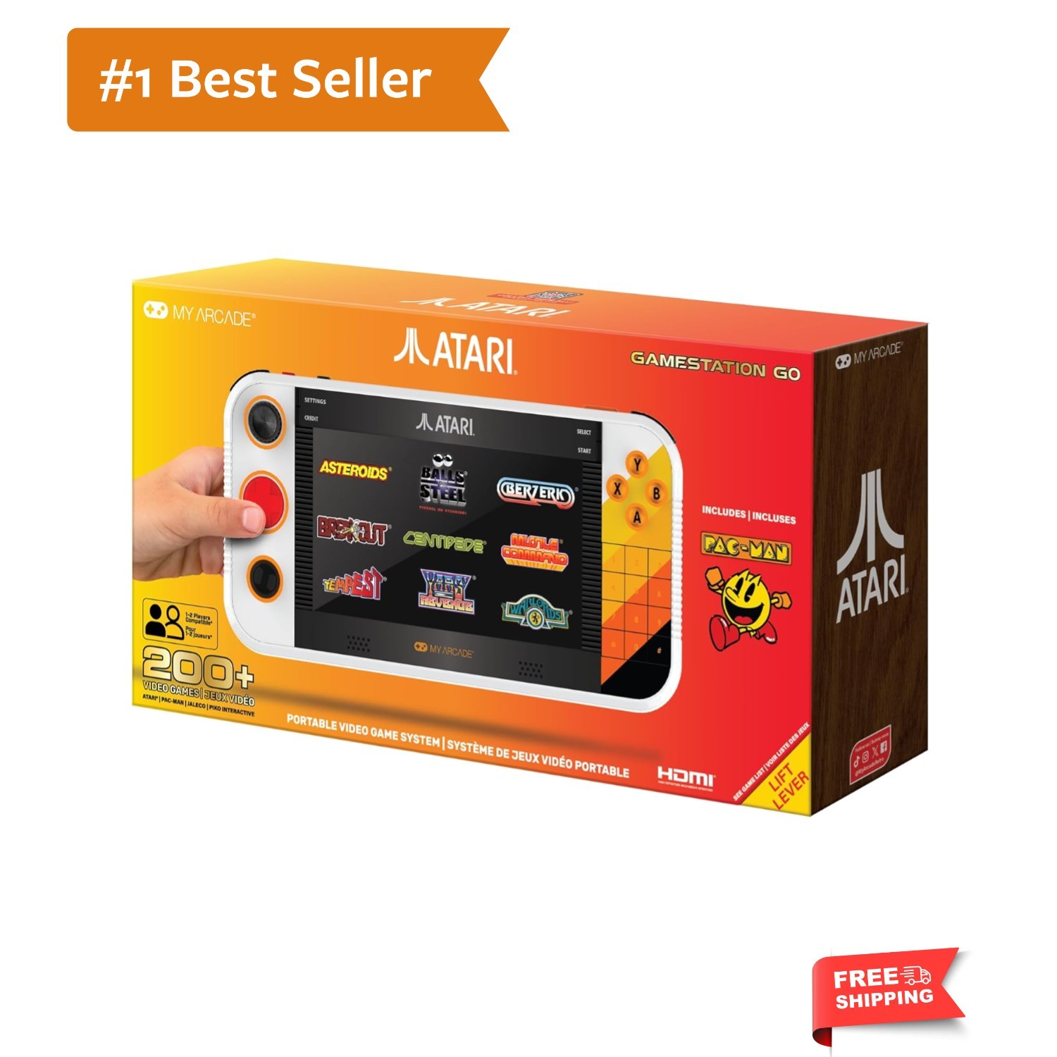 Atari Gamestation Go: Rechargeable Battery, Over 200+ Preloaded Retro Video G…