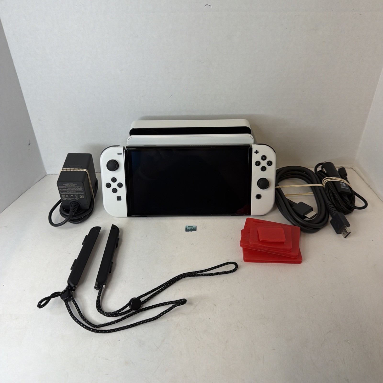 Nintendo Switch OLED White Console W/ Dock Charger 128GB SD Card & Accessories