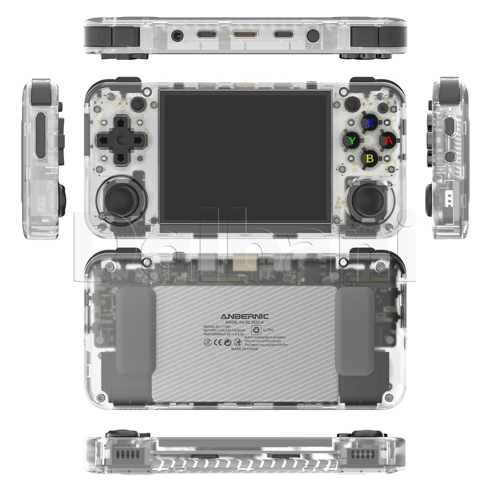 RG35XX H White Anbernic Retro Handheld Game Console Linux Transparent