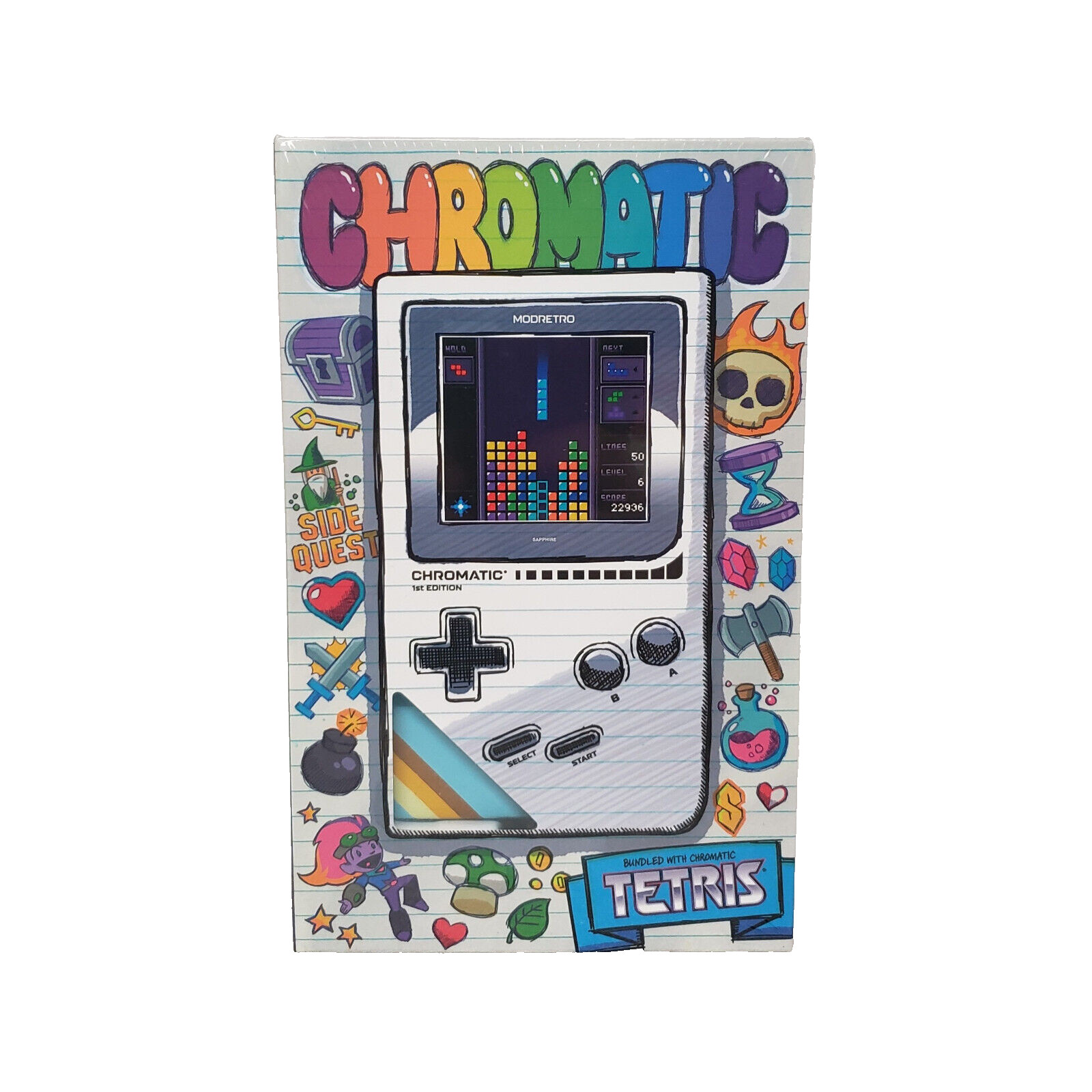 ModRetro CHROMATIC 1st Edition Bundle + TETRIS FPGA Gameboy Color, Wave – SEALED