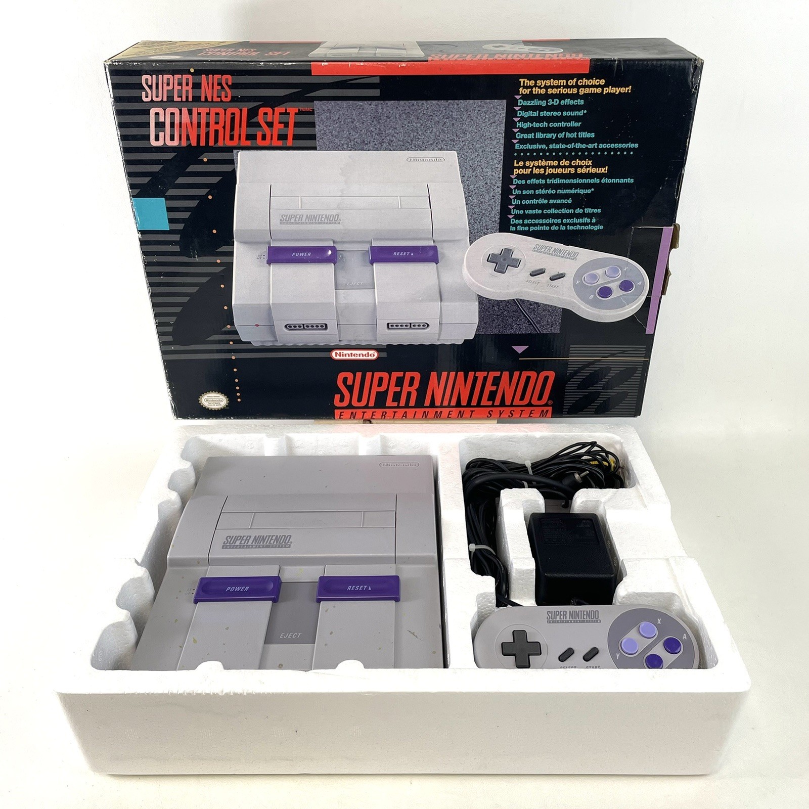 Super Nintendo SNES Console SNS-001 100% Complete In Box CIB W Inserts TESTED!