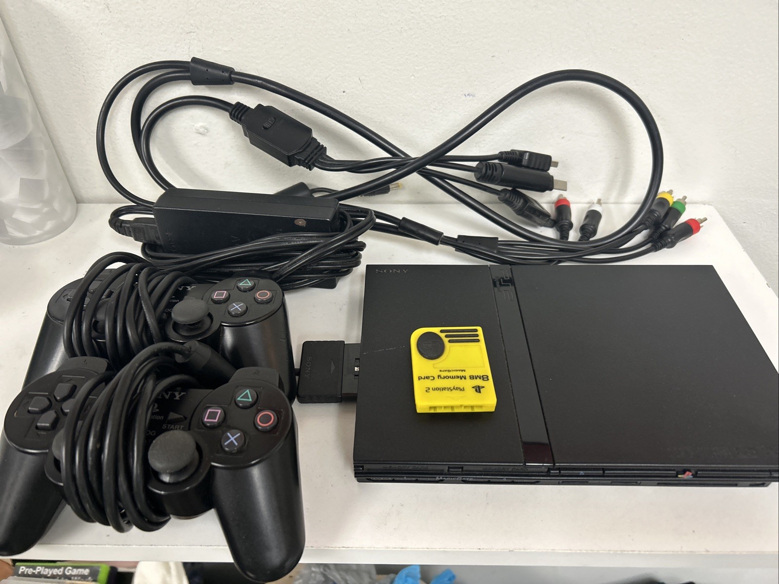 SONY PlayStation2 Slim Console Tested Working 2 Controllers 2Memory Card + Cords