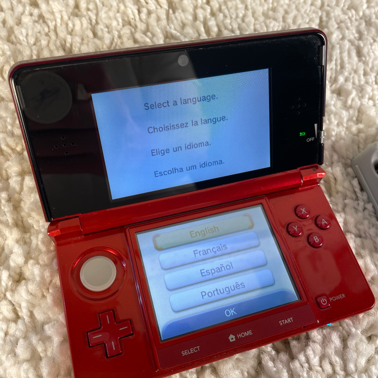 Nintendo 3DS Flame Red Handheld Console System CTR-001 Tested