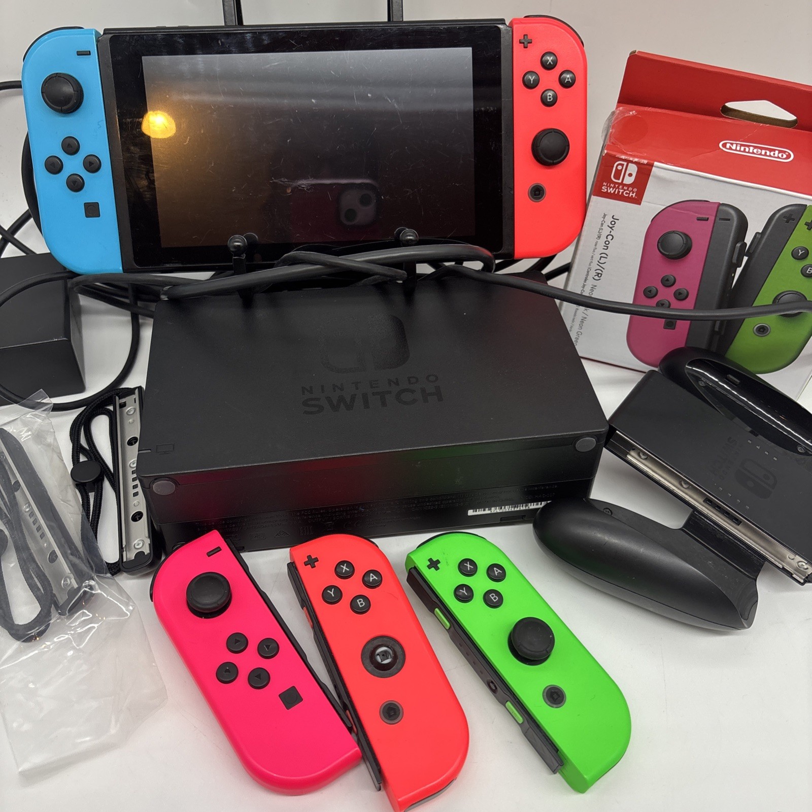 Nintendo Switch 32GB Console 5 Joycons and 64 GB MicroSD Charger and Dock Bundle